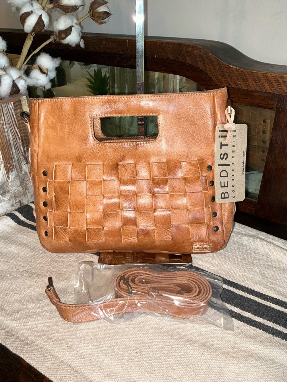 NWT Bed Stu Leather Keiki Crossbody Bag Handbag Tan DD Dip Dyed MSRP $235